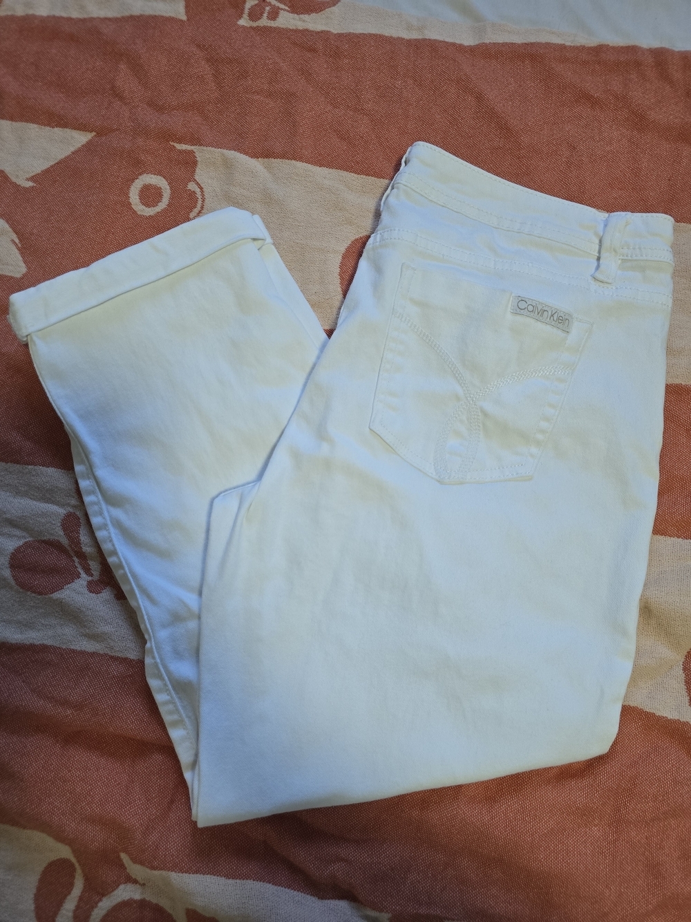 Calvin Klein Jeans White Capri Cropped Stretch Denim Pants Women's Size 12